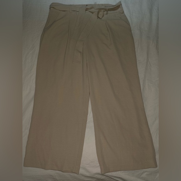 NWOT - Nicole Miller Women's Wide Leg Tan Beige Business Pant X-Large With Belt - Picture 2 of 11